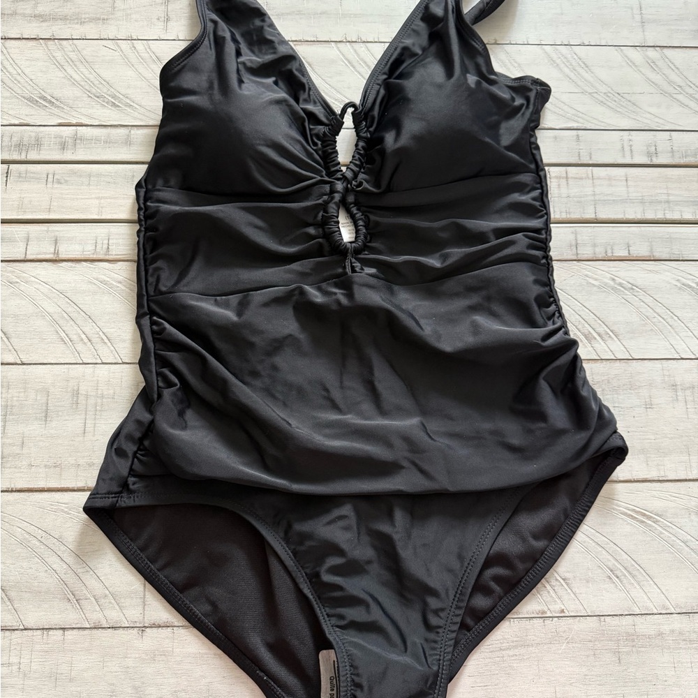 Black Ruched One-Piece Swimsuit